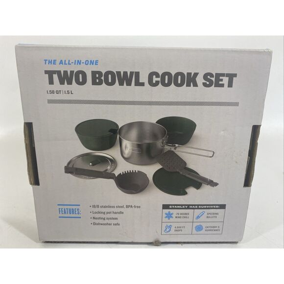 Stanley Two Bowl Cook Set 1.58 Qt 1.5L Camping Backpacking Pot, Bowls, Spatula - Picture 2 of 7